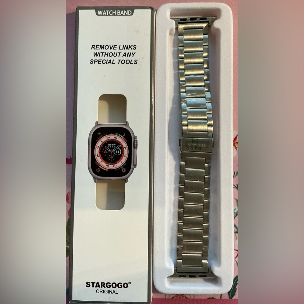 Stargogo Silver Stainless Steel Smartwatch Strap (44/45/49mm)